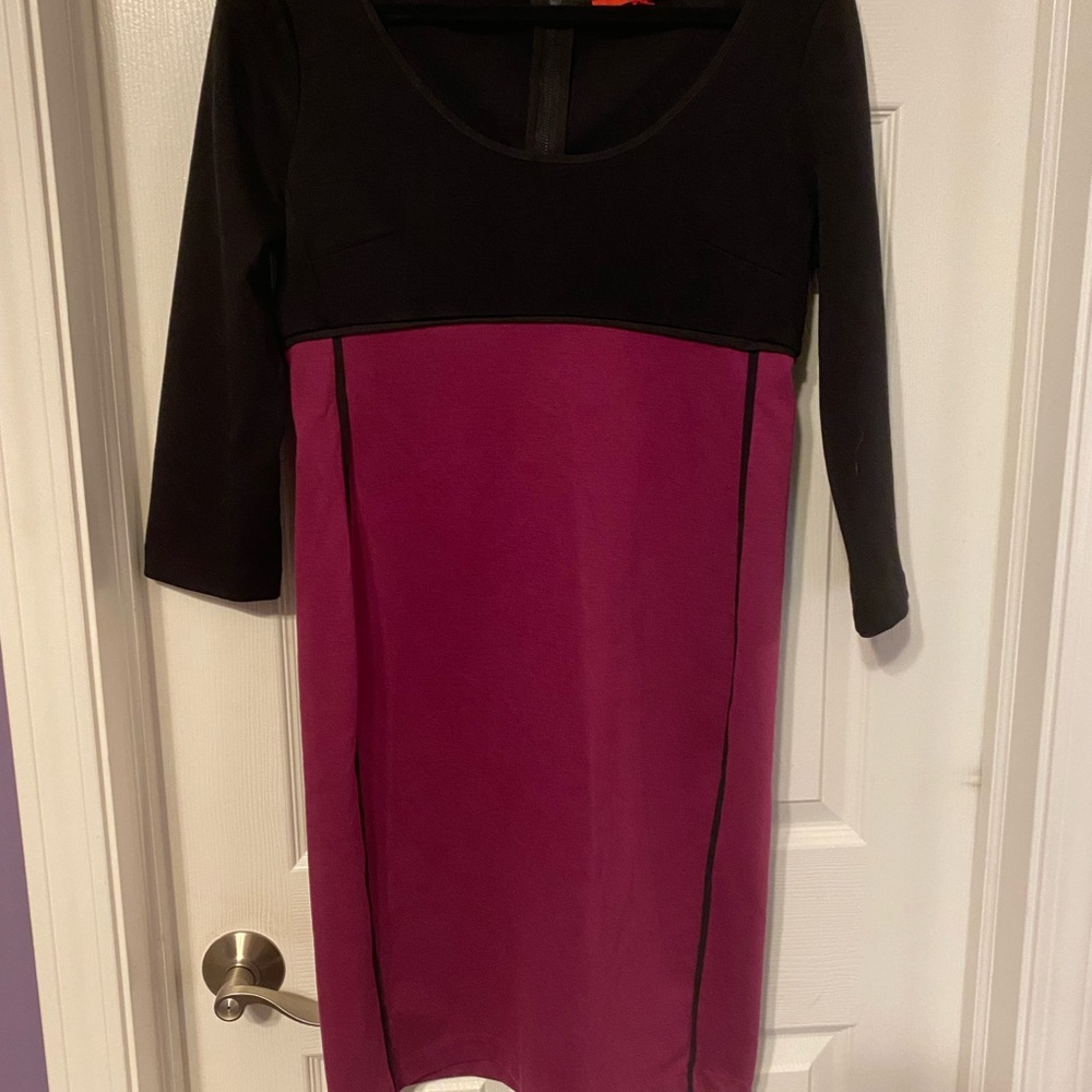 Narciso Rodriguez Black and Purple Long Sleeve Dress